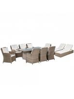 lauko baldu komplektas 10 vietu - Lauko baldų komplektas VLX 11 Piece Set With Cushions, kreminės spalvos/rudas, 10 vietų - 2 nuotrauka