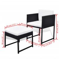 Lauko baldų komplektas VLX Outdoor Dining Set 42759, baltas/juodas, 4-6 vietų
