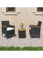 3 daliu lauko baldai - Lauko baldų komplektas VLX Bistro Set 3058366, juodas/kreminės spalvos, 2 vietų - 1 nuotrauka