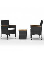3 daliu lauko baldai - Lauko baldų komplektas VLX Bistro Set 3058366, juodas/kreminės spalvos, 2 vietų - 2 nuotrauka