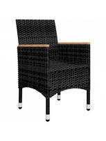 3 daliu lauko baldai - Lauko baldų komplektas VLX Bistro Set 3058366, juodas/kreminės spalvos, 2 vietų - 6 nuotrauka