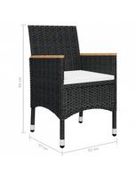 3 daliu lauko baldai - Lauko baldų komplektas VLX Bistro Set 3058366, juodas/kreminės spalvos, 2 vietų - 10 nuotrauka