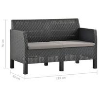 Lauko baldų komplektas VLX Garden Lounge Set 3079671, antracito, 4 vietų