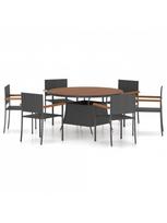 Lauko baldų komplektas VLX Poly Rattan 3059367, juodas, 6 vietų