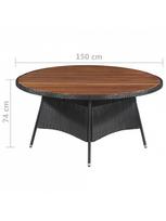 lauko baldai 7 vietos - Lauko baldų komplektas VLX Poly Rattan 3059367, juodas, 6 vietų - 9 nuotrauka