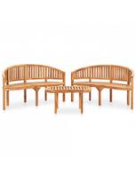 medzio masyvo baldus - Lauko baldų komplektas VLX 3 Piece Banana-Shaped Set 3059967 3059967, medžio, 1-4 vietų - 1 nuotrauka