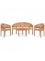 medzio masyvo baldus - Lauko baldų komplektas VLX 4 Piece Banana-Shaped Set 3059962 3059962, medžio, 1-4 vietų - 1 nuotrauka