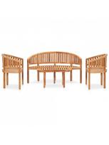 medzio masyvo baldus - Lauko baldų komplektas VLX 4 Piece Banana-Shaped Set 3059962 3059962, medžio, 1-4 vietų - 2 nuotrauka