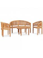 medzio masyvo baldus - Lauko baldų komplektas VLX 4 Piece Banana-Shaped Set 3059962 3059962, medžio, 1-4 vietų - 3 nuotrauka