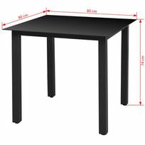 Lauko stalas VLX 42787, juodas, 80 x 80 x 74 cm