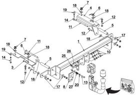 opel zafira kabliukas - Kablys Opel Zafira B (2005-2014) nuimamas su spyna - 2 nuotrauka