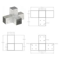 Stulpų sujungimai, 4vnt., 81x81mm, metalas, x formos