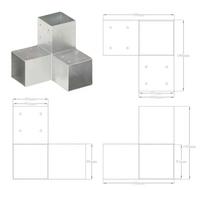 Stulpo sujungimas, 91x91mm, galvanizuotas metalas, y formos