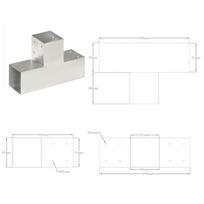 Stulpo sujungimas, 91x91mm, galvanizuotas metalas, t formos