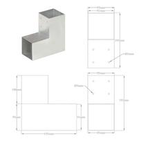 Stulpų sujungimai, 4vnt., 91x91mm, metalas, l formos