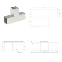 Stulpų sujungimai, 4vnt., 81x81mm, metalas, t formos