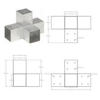 Stulpo sujungimas, 91x91mm, galvanizuotas metalas, x formos