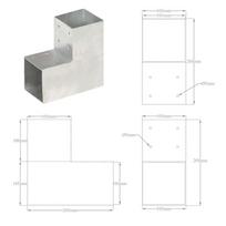 Stulpų sujungimai, 4vnt., 101x101mm, metalas, l formos
