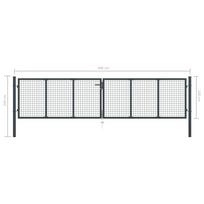 Tinkliniai sodo vartai, pilki, 400x150cm, galvanizuotas plienas