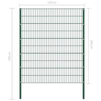Tvoros segmentai su stulpais, žalios spalvos, 1,7x2m, geležis