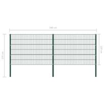 Tvoros segmentai su stulpais, žalios sp., 3,4x1,2m, geležis