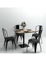 80x80 stalas - Bistro staliukas, MDF ir plienas, kvadratinis, 80x80x75cm, ąžuolo sp. - 5 nuotrauka