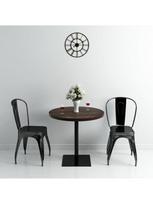 apvalus valgomojo stalas rudas - Bistro staliukas, MDF ir plienas, apvalus, 80x75cm, tamsus uosis - 1 nuotrauka