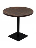 apvalus valgomojo stalas rudas - Bistro staliukas, MDF ir plienas, apvalus, 80x75cm, tamsus uosis - 3 nuotrauka