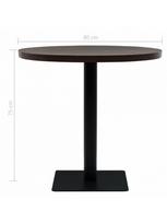 apvalus valgomojo stalas rudas - Bistro staliukas, MDF ir plienas, apvalus, 80x75cm, tamsus uosis - 6 nuotrauka