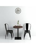apvalus valgomojo stalas rudas - Bistro staliukas, MDF ir plienas, apvalus, 60x75cm, tamsus uosis - 3 nuotrauka