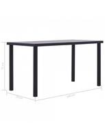 stalas 140x70 - Valgomojo stalas, juodas ir betono pilkas, 140x70x75cm, MDF - 3 nuotrauka