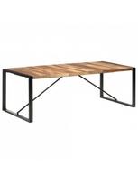 Valgomojo stalas VLX Solid Wood with Sheesham Finish, rudas/juodas, 2200 mm x 1000 mm x 750 mm