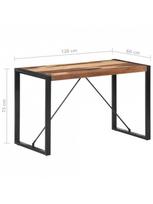 rudas valgomasis stalas - Valgomojo stalas VLX Solid Wood with Sheesham Finish, rudas/juodas, 1200 mm x 600 mm x 750 mm - 6 nuotrauka