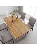 pigu lt valgomojo stalai - Valgomojo stalas VLX Solid Acacia Wood 286476, rudas/sidabro, 1800 mm x 900 mm x 760 mm - 1 nuotrauka