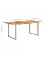 pigu lt valgomojo stalai - Valgomojo stalas VLX Solid Acacia Wood 286476, rudas/sidabro, 1800 mm x 900 mm x 760 mm - 7 nuotrauka