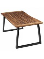 akacija - Valgomojo stalas VLX Solid Acacia Wood 288068, rudas/juodas, 1800 mm x 900 mm x 750 mm - 4 nuotrauka