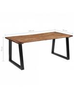 akacija - Valgomojo stalas VLX Solid Acacia Wood 288068, rudas/juodas, 1800 mm x 900 mm x 750 mm - 7 nuotrauka
