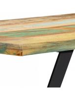 rudas valgomasis stalas - Valgomojo stalas VLX Solid Reclaimed Wood 247950, rudas/juodas, 1200 mm x 600 mm x 760 mm - 6 nuotrauka