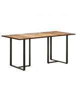 Valgomojo stalas VLX Rough Mango Wood 320693, rudas/juodas, 1600 mm x 800 mm x 760 mm