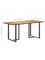 pigu lt valgomojo stalai - Valgomojo stalas VLX Rough Mango Wood 320693, rudas/juodas, 1600 mm x 800 mm x 760 mm - 8 nuotrauka