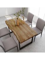 rudas valgomasis stalas - Valgomojo stalas VLX Solid Acacia Wood 286473, rudas/juodas, 1600 mm x 800 mm x 760 mm - 2 nuotrauka