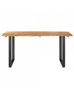 rudas valgomasis stalas - Valgomojo stalas VLX Solid Acacia Wood 286473, rudas/juodas, 1600 mm x 800 mm x 760 mm - 3 nuotrauka