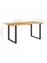 rudas valgomasis stalas - Valgomojo stalas VLX Solid Acacia Wood 286473, rudas/juodas, 1600 mm x 800 mm x 760 mm - 7 nuotrauka