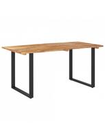rudas valgomasis stalas - Valgomojo stalas VLX Solid Acacia Wood 286473, rudas/juodas, 1600 mm x 800 mm x 760 mm - 8 nuotrauka