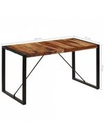 pigu lt valgomojo stalai - Valgomojo stalas VLX Solid Sheesham Wood 247422, rudas/juodas, 1400 mm x 700 mm x 750 mm - 6 nuotrauka
