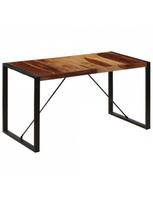 pigu lt valgomojo stalai - Valgomojo stalas VLX Solid Sheesham Wood 247422, rudas/juodas, 1400 mm x 700 mm x 750 mm - 9 nuotrauka