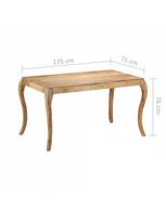 rudas valgomasis stalas - Valgomojo stalas VLX Solid Mango Wood 247114, rudas, 1350 mm x 750 mm x 760 mm - 5 nuotrauka