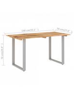 akacijos valgomojo stalas - Valgomojo stalas VLX Solid Acacia Wood 286478, rudas, 1400 mm x 700 mm x 760 mm - 6 nuotrauka
