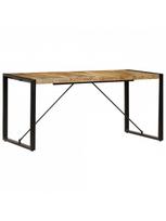valgomojo stalas 160 80 - Valgomojo stalas VLX 247417, rudas/juodas, 1600 mm x 800 mm x 750 mm - 3 nuotrauka