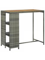 Baro stalas VLX Poly Rattan 313479, rudas/pilkas, 1200 mm x 600 mm x 1100 mm